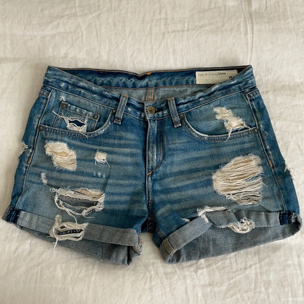 Rag & Bone Boyfriend Distressed Jean Shorts